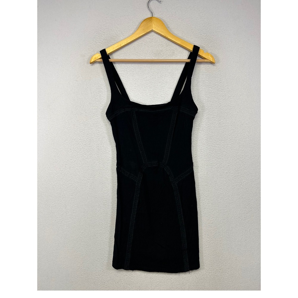 Boho Goth Intimately Free People Womens XS Black Corset Seam Crochet Miniโ Dress
